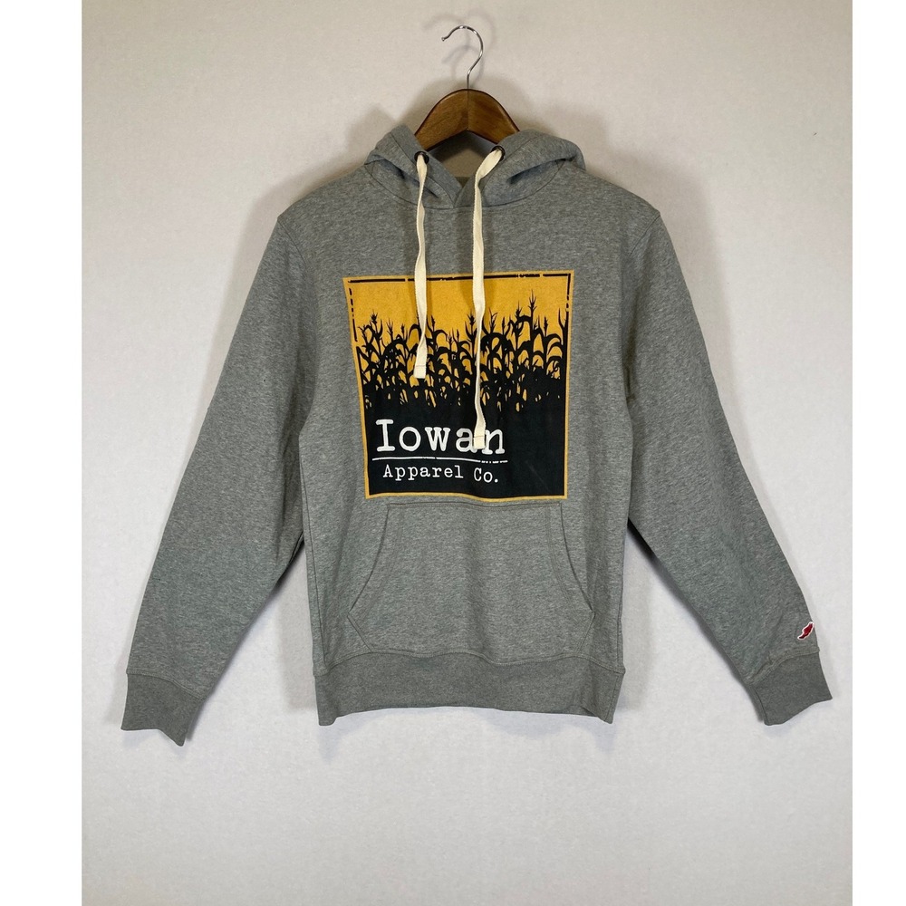 Midwest Heritage League NWT Men Sm Gray Iowan Apparel Co Graphic Hoodie Sweater